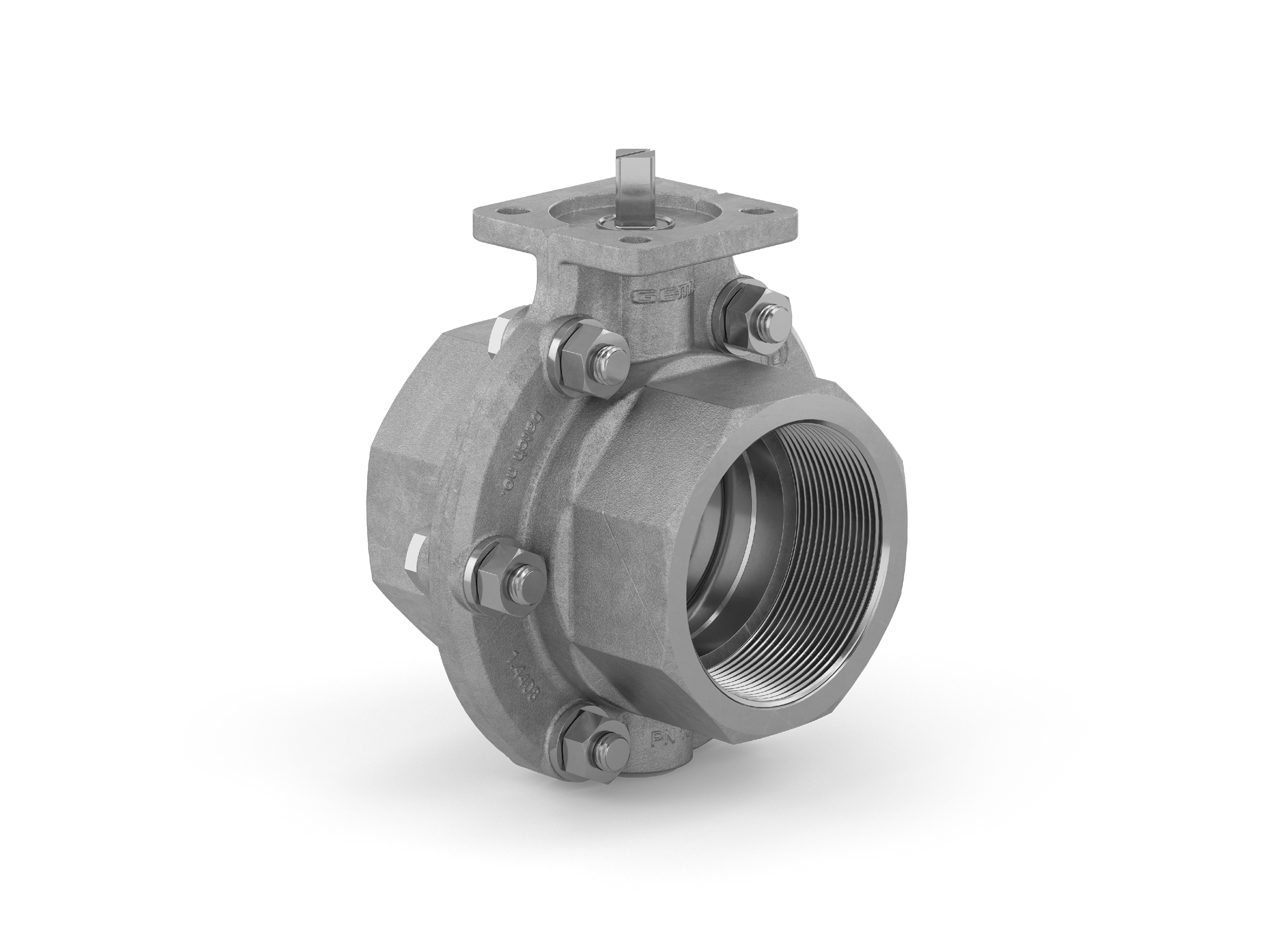 Compact stainless steel shut-off flap type K415 with square mounting.