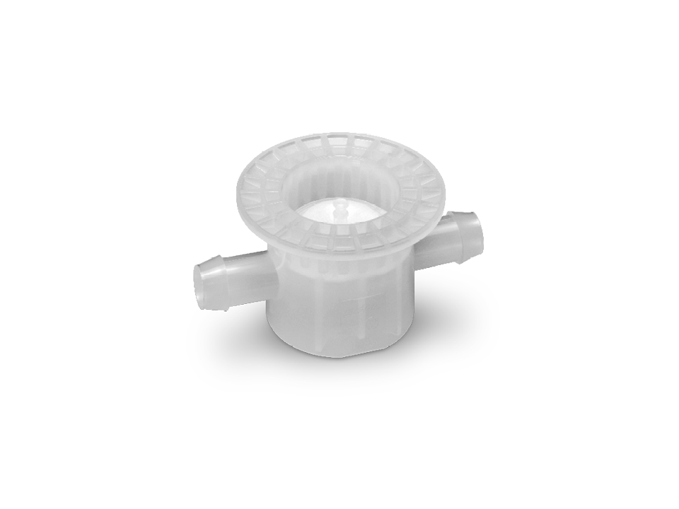 Transparenter GEMÜ Single-Use-Ventilkörper mit Schlauchanschlüssen – ideal für sterile Prozesse in der Pharma- und Biotechindustrie, vorbereitet für die Integration eines passenden Antriebs.